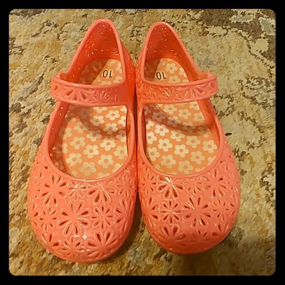 Orange jelly shoes